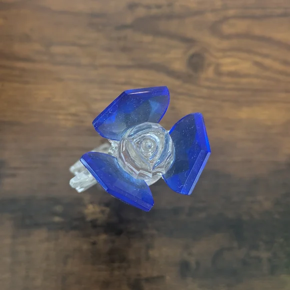 Vintage Blue and Clear Glass Flower Sculpture - Picture 4 of 7